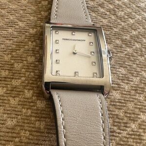 Rebecca Minkoff Silver Case with Cream Strap